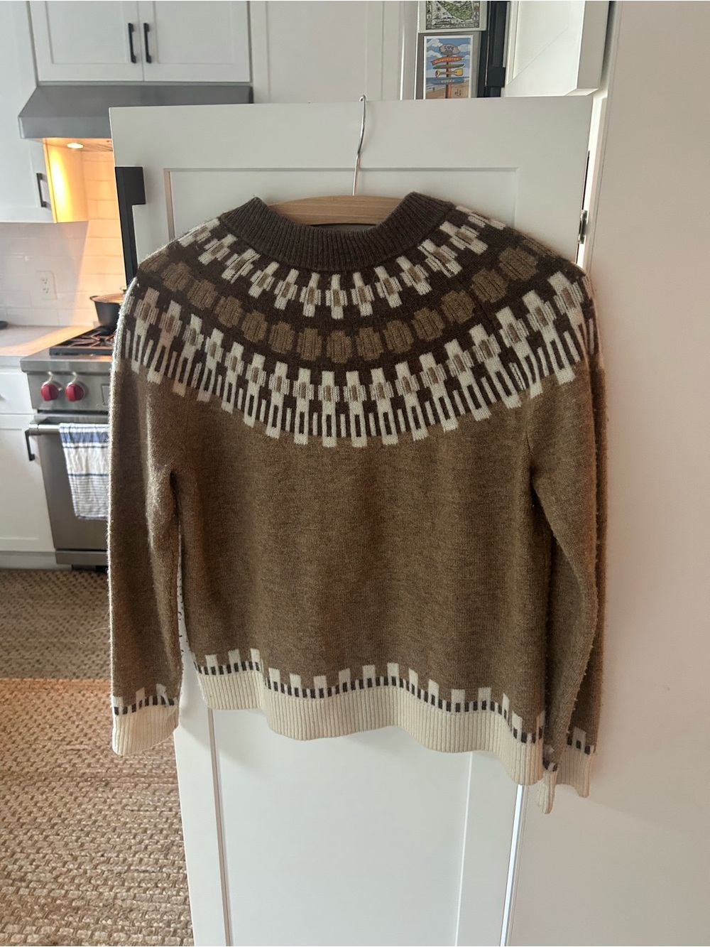 Madewell Brown and Cream Fair Isle Button Cardigan - Picture 2 of 3
